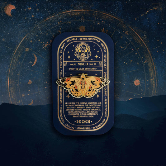Virgo - Zodiac Butterfly and Moth Pin - Painted Lady