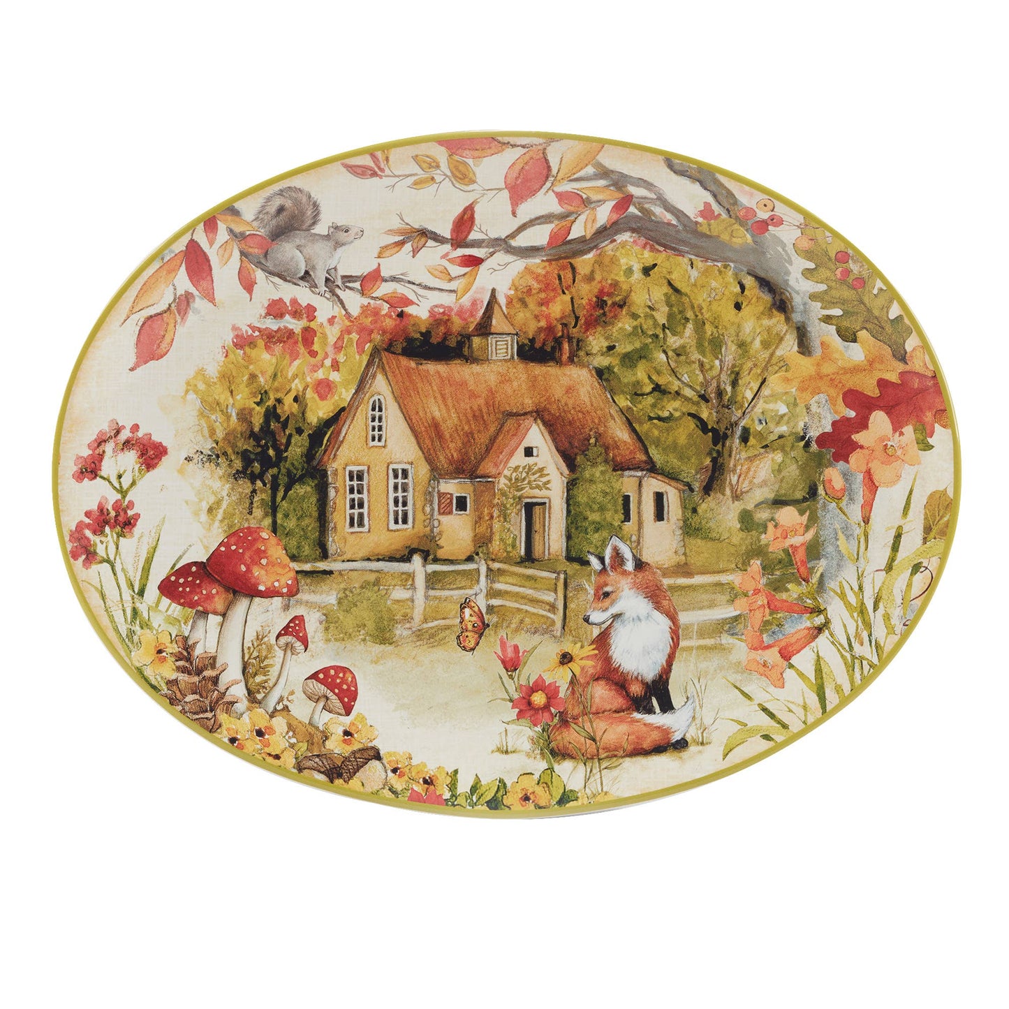 Woodland Critters Fall Oval Platter 16in x 12in
