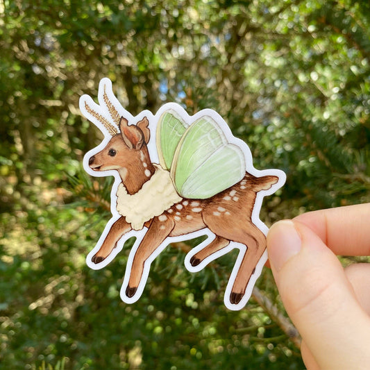 Emerald Moth Fawn Weatherproof Vinyl Sticker