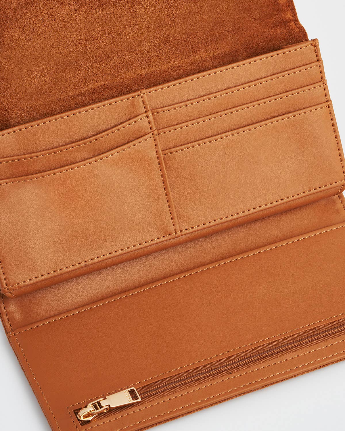 Floral Tan Faux Suede Embroidered Wallets