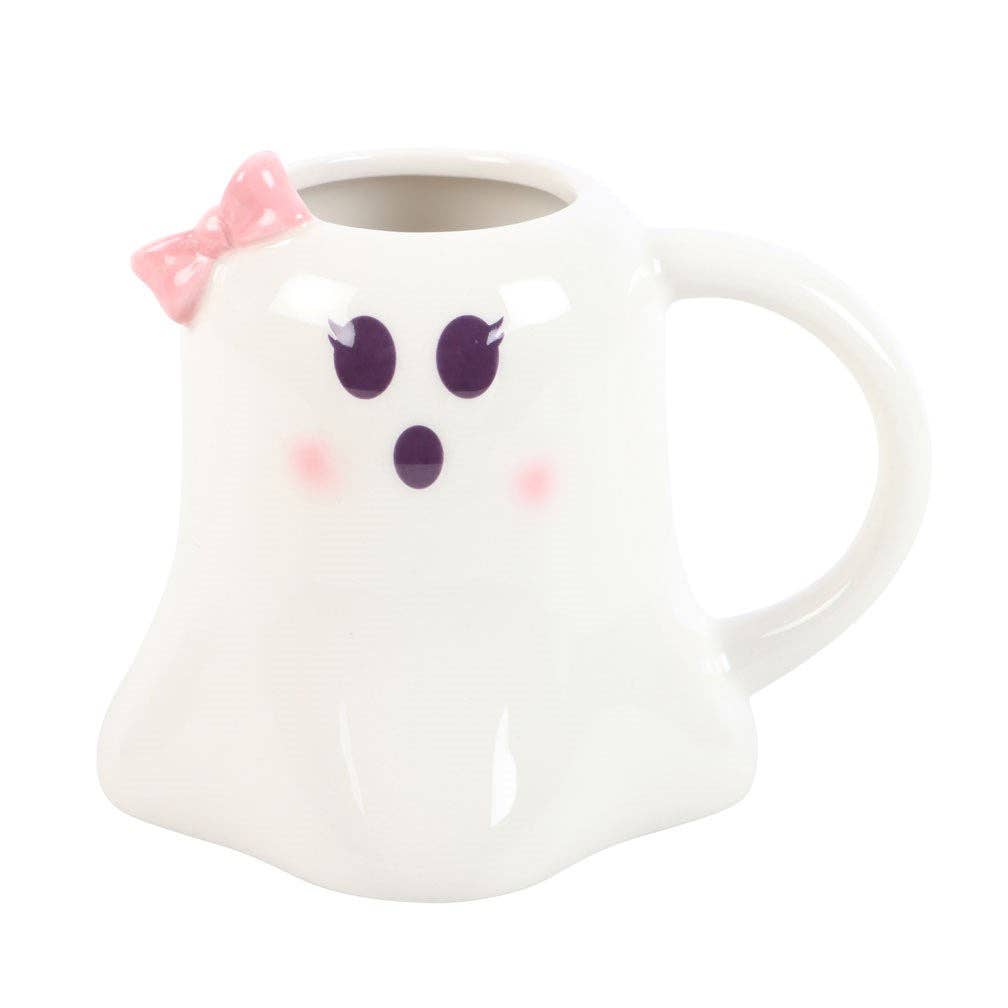 Mrs. Boo Ghost Shaped Halloween Mug with Bow