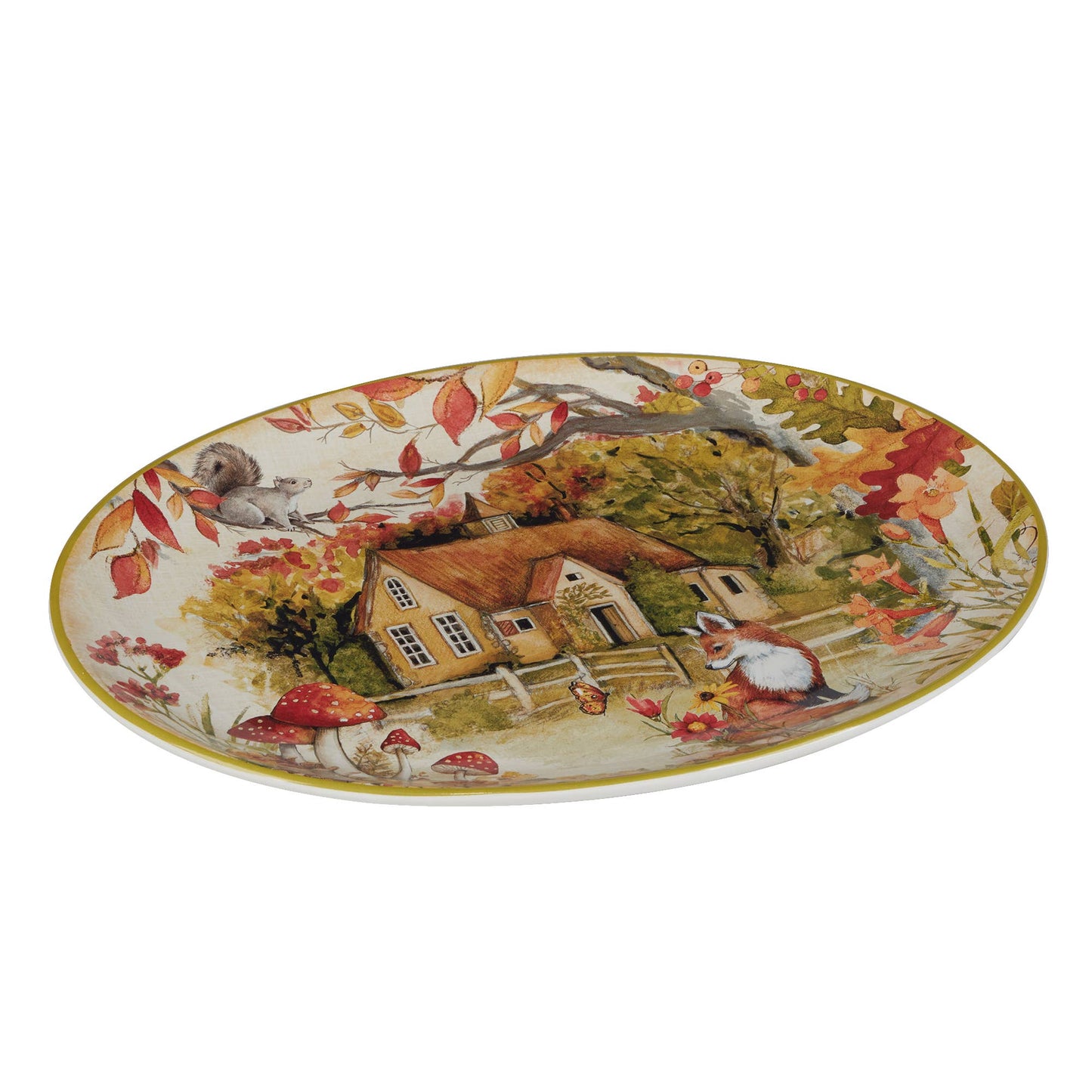 Woodland Critters Fall Oval Platter 16in x 12in