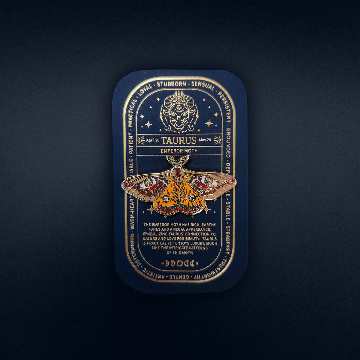 Taurus - Zodiac Butterfly and Moth Pin- Emperor Moth