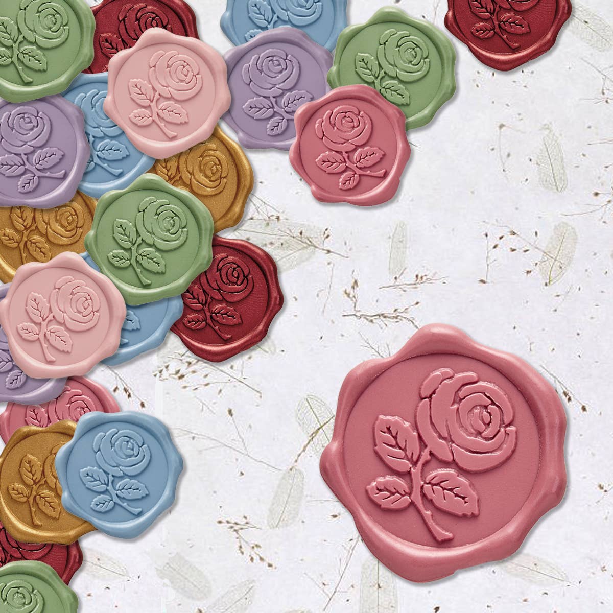 Rose Adhesive Wax Seal Stickers 1 1/4" - 25 Pk