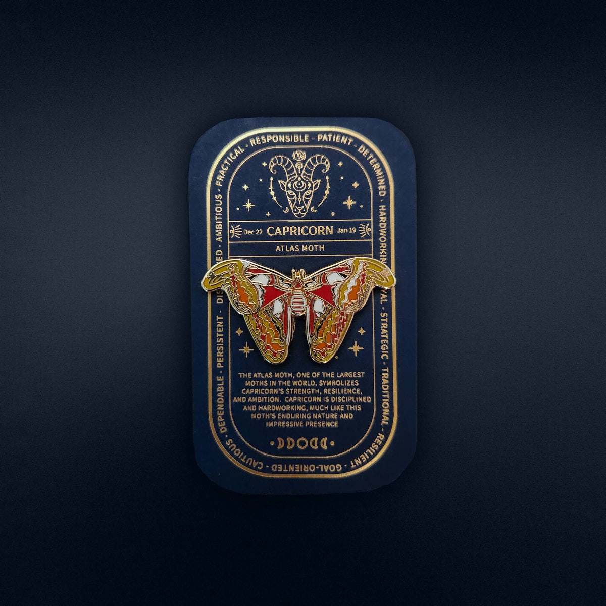 Capricorn - Zodiac Butterfly and Moth Pins- Atlas Moth