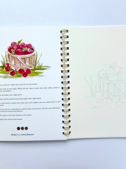 Cuaderno de trabajo de acuarela de otoño