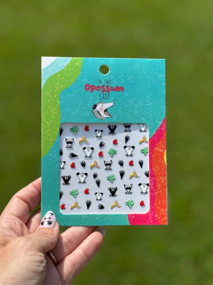 Trashy but Cute Opossum Possum Raccoon Skunk Nail Decals