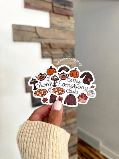 Cozy Homebody Club Glossy/Sparkle Fall Sticker Vinyl