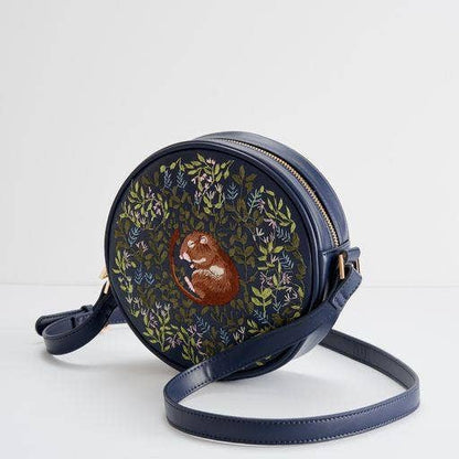 Chloe Embroidered Circle Purse - Navy