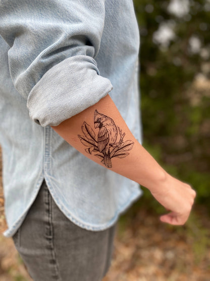 Cardinal Bird Temporary Tattoo