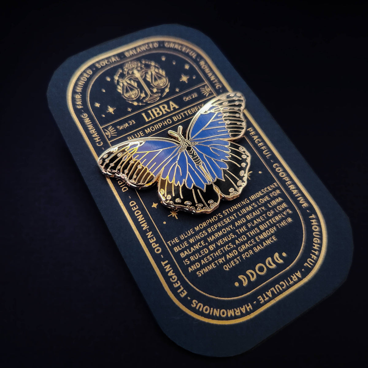 Libra - Zodiac Butterfly and Moth Pins- Blue Morpho