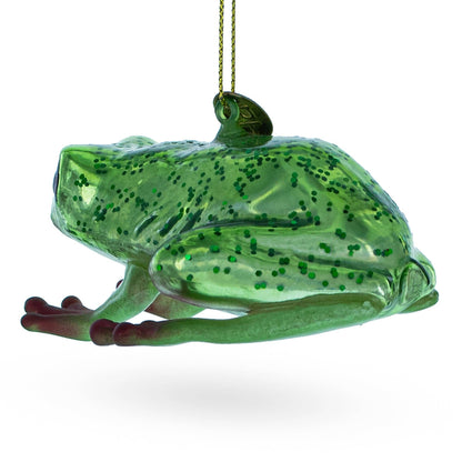 Green Frog Glass Ornament