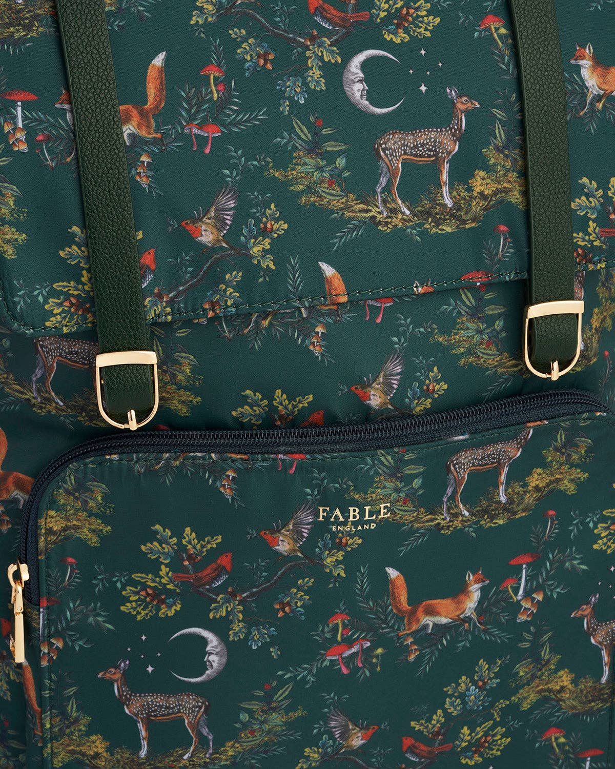 Into the Woods Green Buckle Medium Backpack