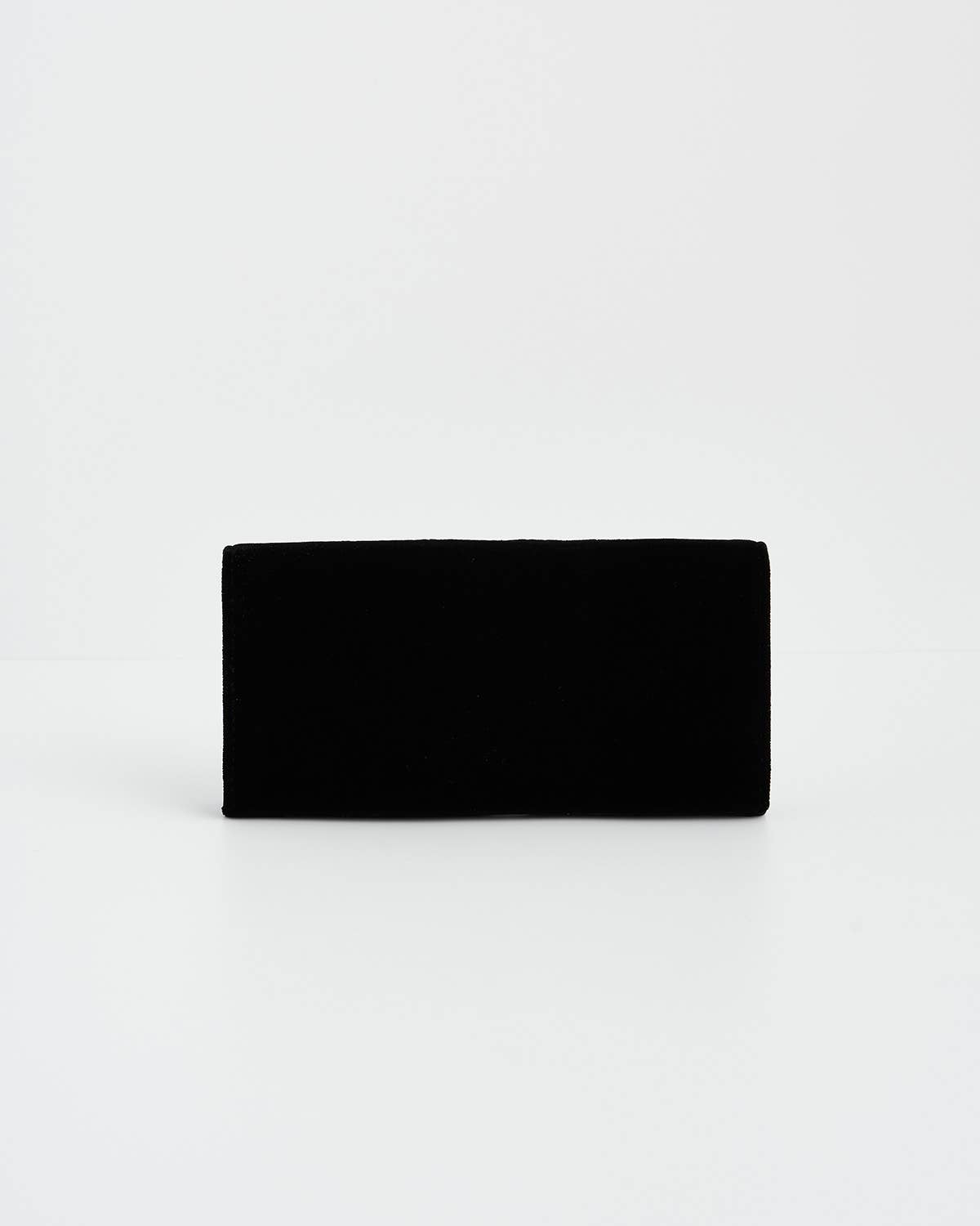 Botanical Black Velvet Embroidered Wallet