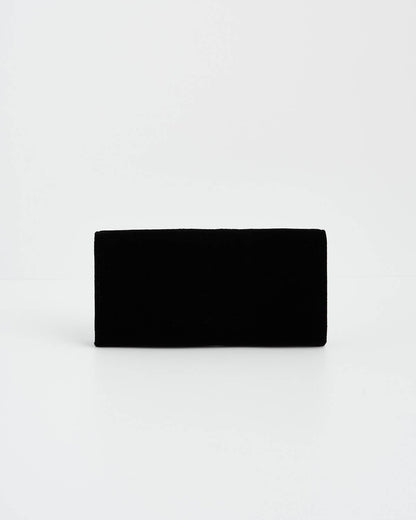 Botanical Black Velvet Embroidered Wallet