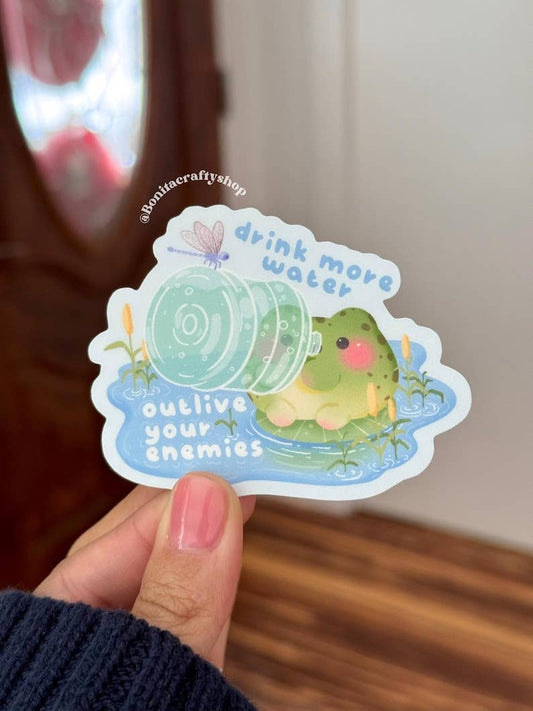 Drink More Water Outlive Your Enemies Matte Waterproof Sticker Vinyl