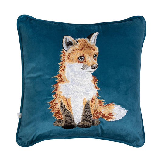 Fox Embroidered Cushion Cover - Day Dreamer