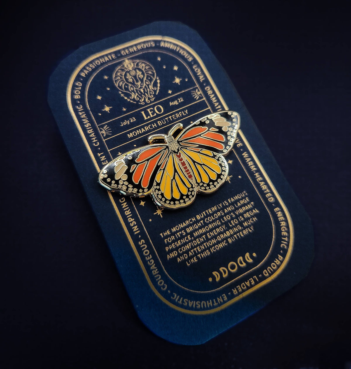 Leo - Zodiac Butterfly and Moth Pins- Monarch Butterfly