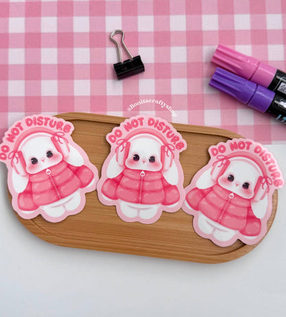 Cute Kawaii Bunny With Headphones Vinyl Sticker