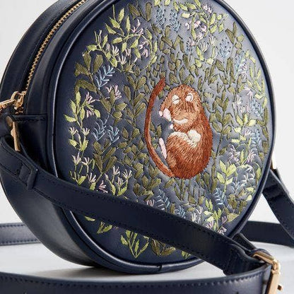 Chloe Embroidered Circle Purse - Navy
