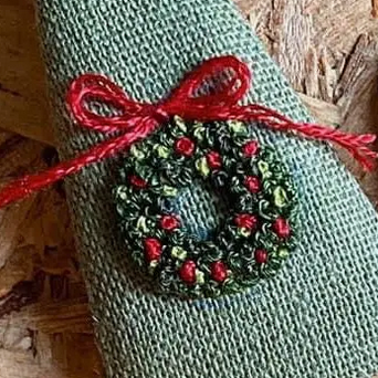 Wreath & Nuts Embroidered Hair Barrette, Christmas & Autumn
