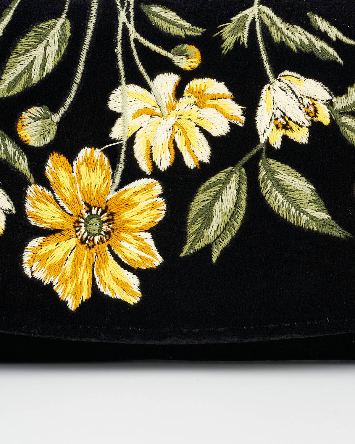 Botanical Black Velvet Embroidered Wallet