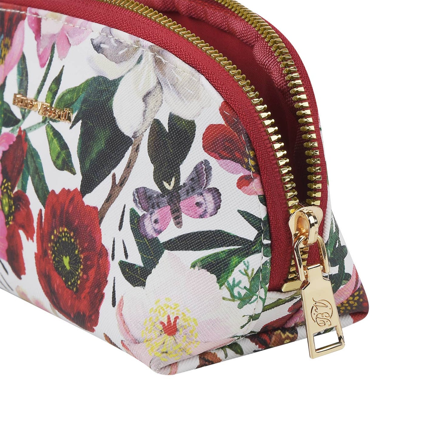 Vegan Leather Zip Pouch (Peonies Style)