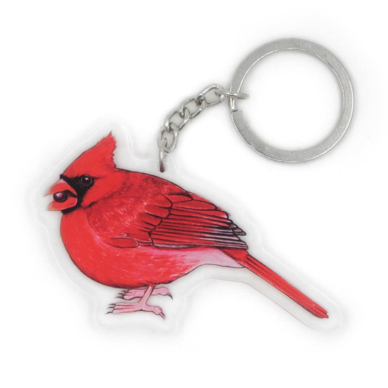 Male Northern Cardinal Bird Double-Sided Acrylic Keychain