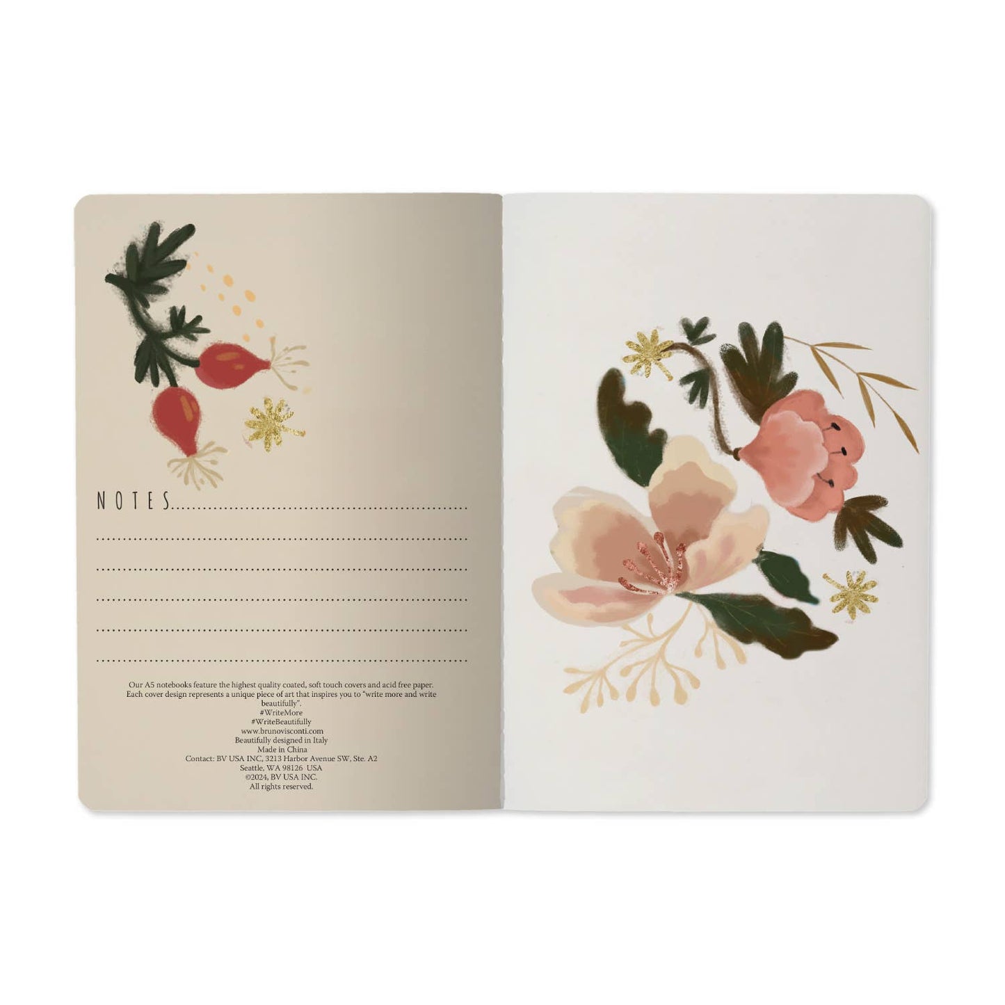Bloom Flowers (A5 Notebook)