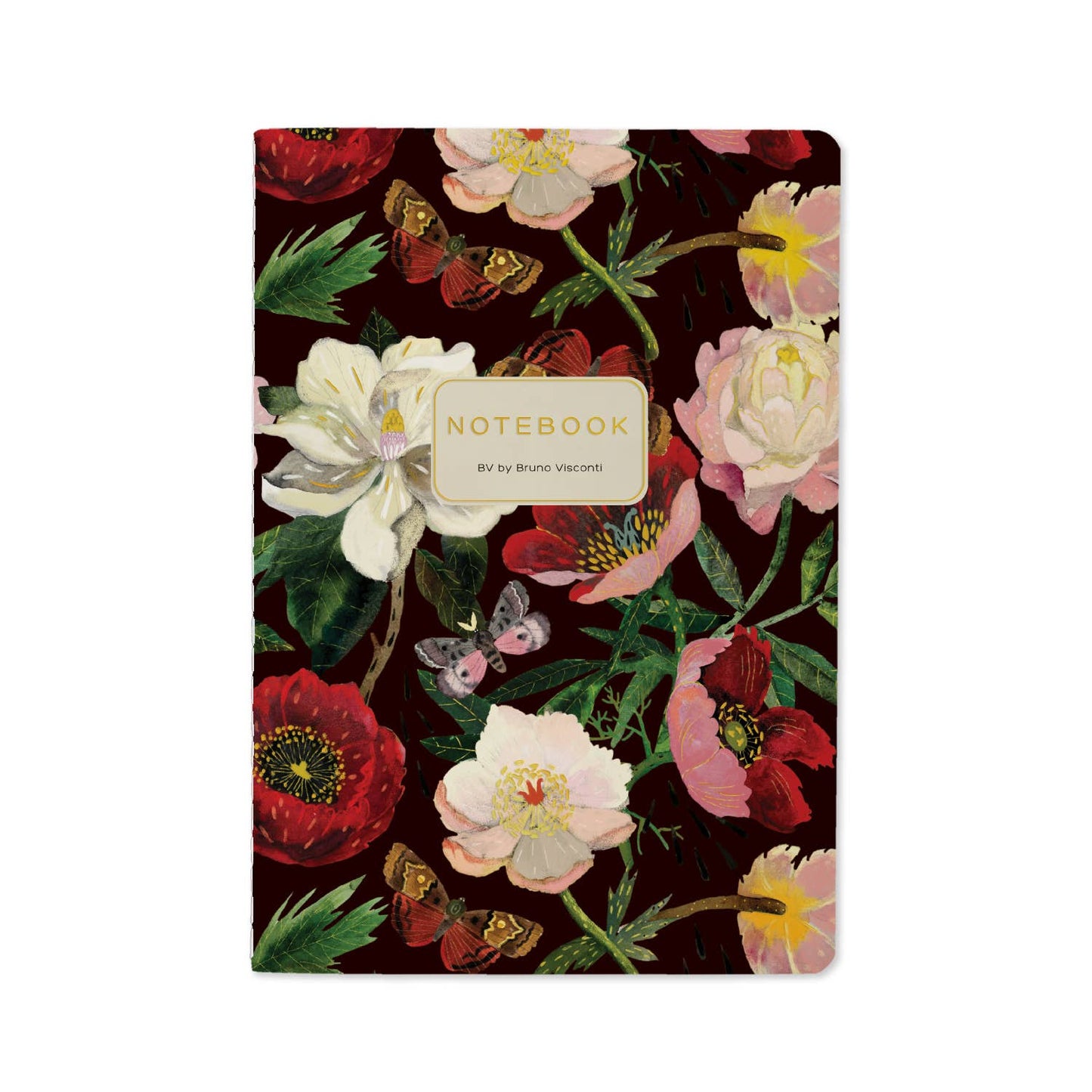 Peonies on Black (A5 Notebook)