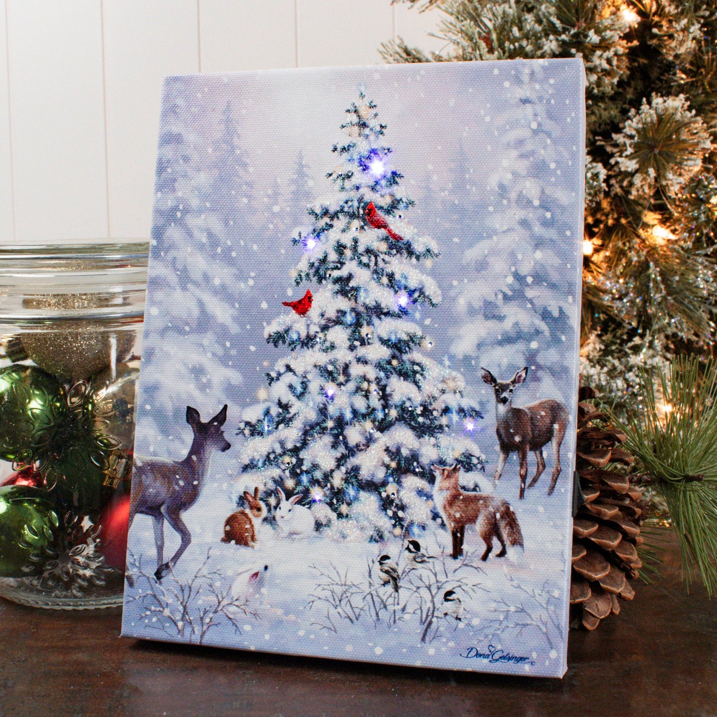 Woodland Christmas 8x6 Lighted Tabletop Canvas