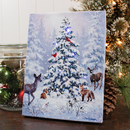 Woodland Christmas 8x6 Lighted Tabletop Canvas