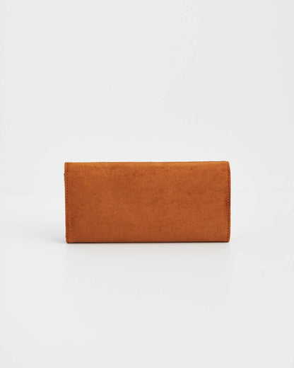 Floral Tan Faux Suede Embroidered Wallets