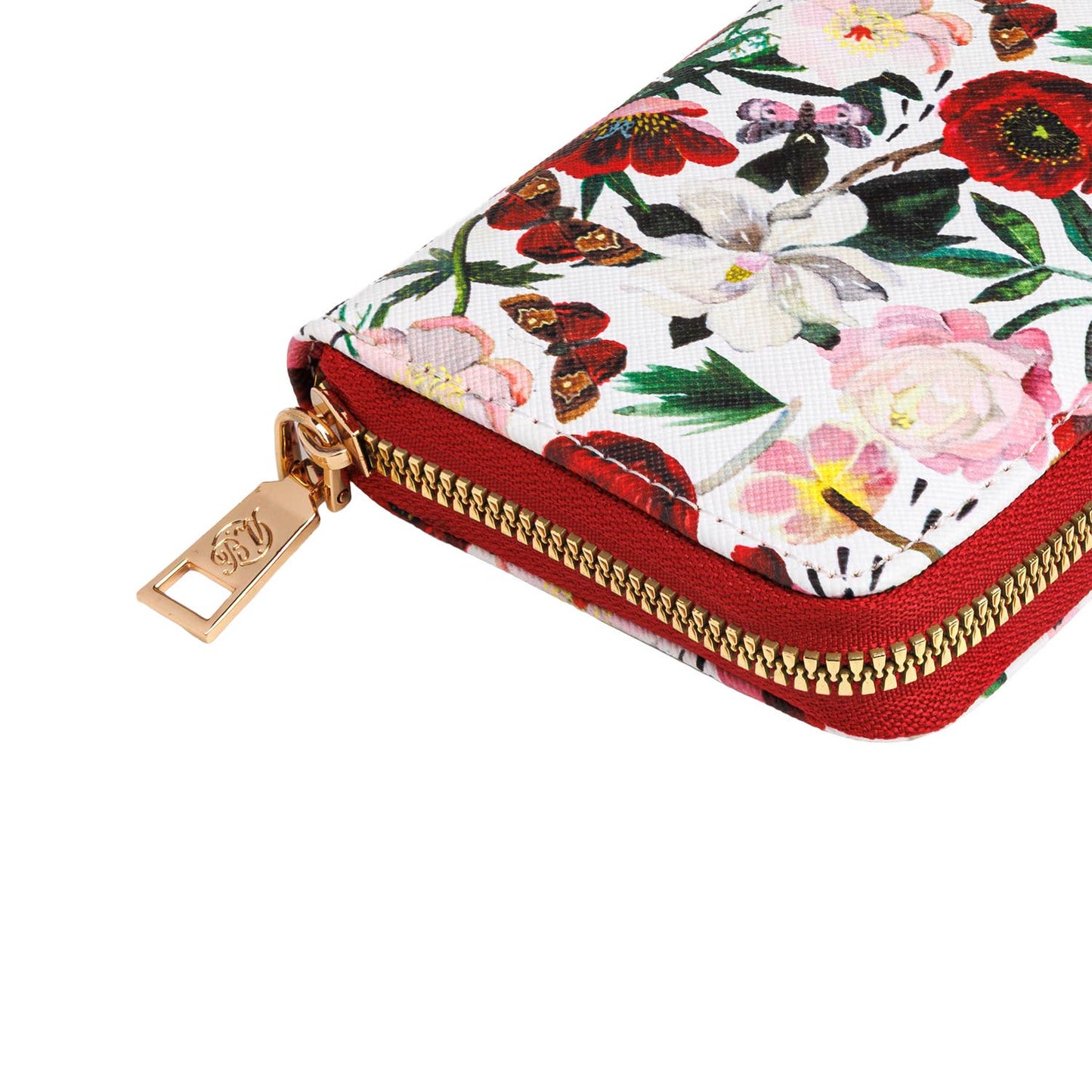 Vegan Leather Zip Wallet - Peonies Style