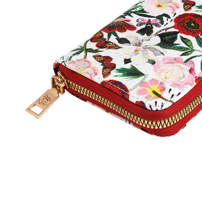 Vegan Leather Zip Wallet - Peonies Style