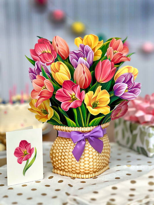 Festive Tulips Pop-Up Greeting Card