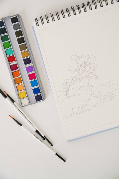 Landscape Watercoloring Book (Outlines with Video Tutorials)