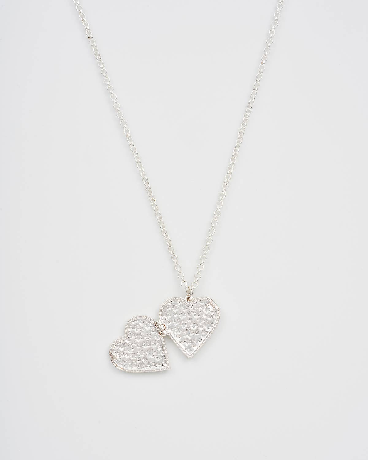 Floral "Forget Me Not" Heart Silver Locket Necklace