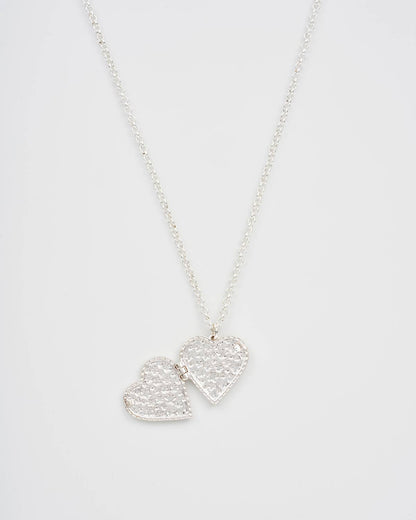 Floral "Forget Me Not" Heart Silver Locket Necklace