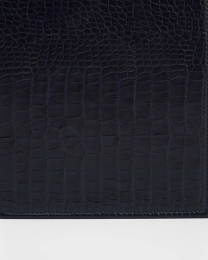 Night Sky Embroidered Large Jewelry Box in Navy Croc