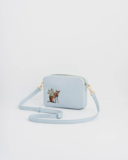 Strawberry & Fawn Blue Embroidered Camera Bag
