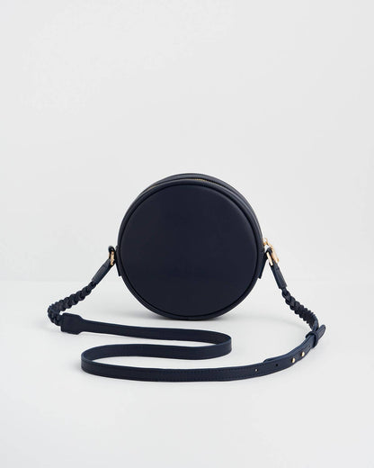 Red Admiral Moth - Navy Embroidered Circle Bag