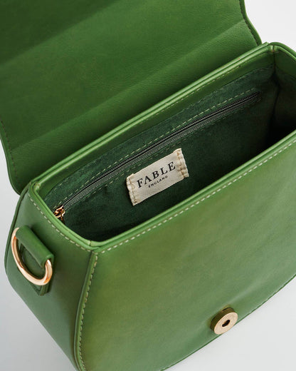 Fawn & Snail Green Embroidered Top Handle Bag