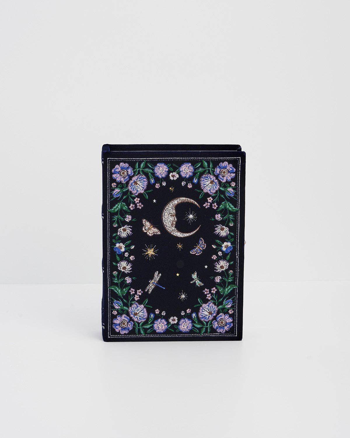 Florence Midnight Garden Embroidered Book Box in Navy Velvet
