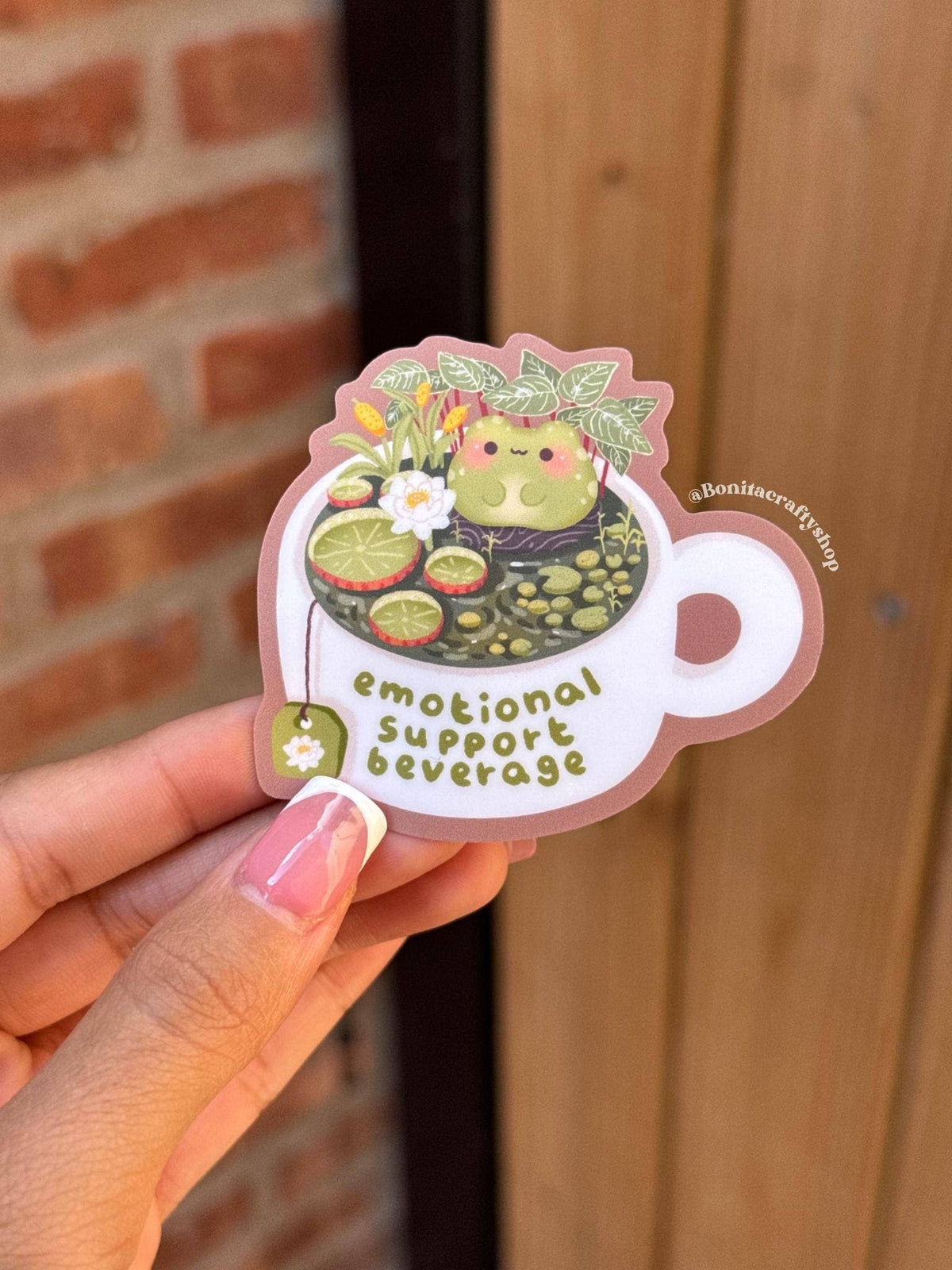 Kawaii Frog in Teacup Waterproof Vinyl Sticker