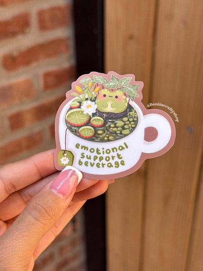 Kawaii Frog in Teacup Waterproof Vinyl Sticker