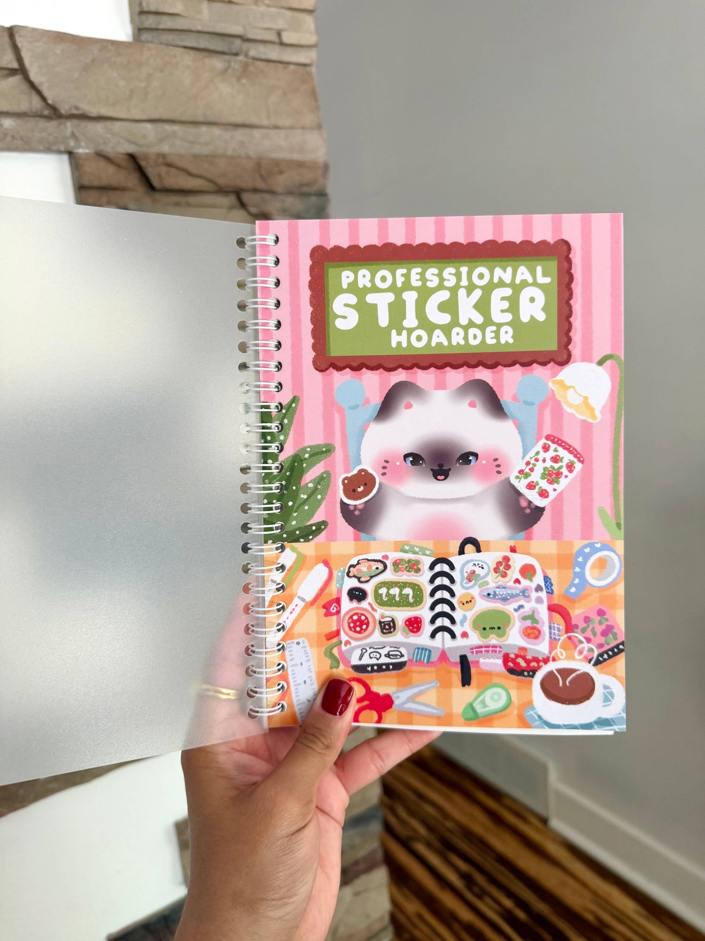 Professional Sticker Hoarder Cat Reusable Sticker Book A5