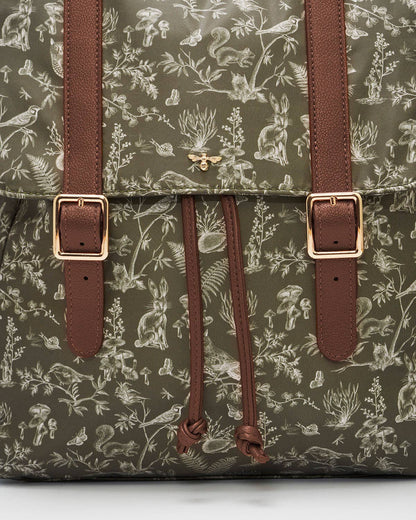 Flora Orla Scene Print Backpack in Olive Green