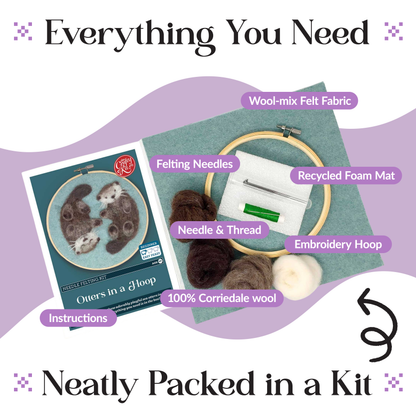 Otters in a Hoop Needle Felting Craft Kit