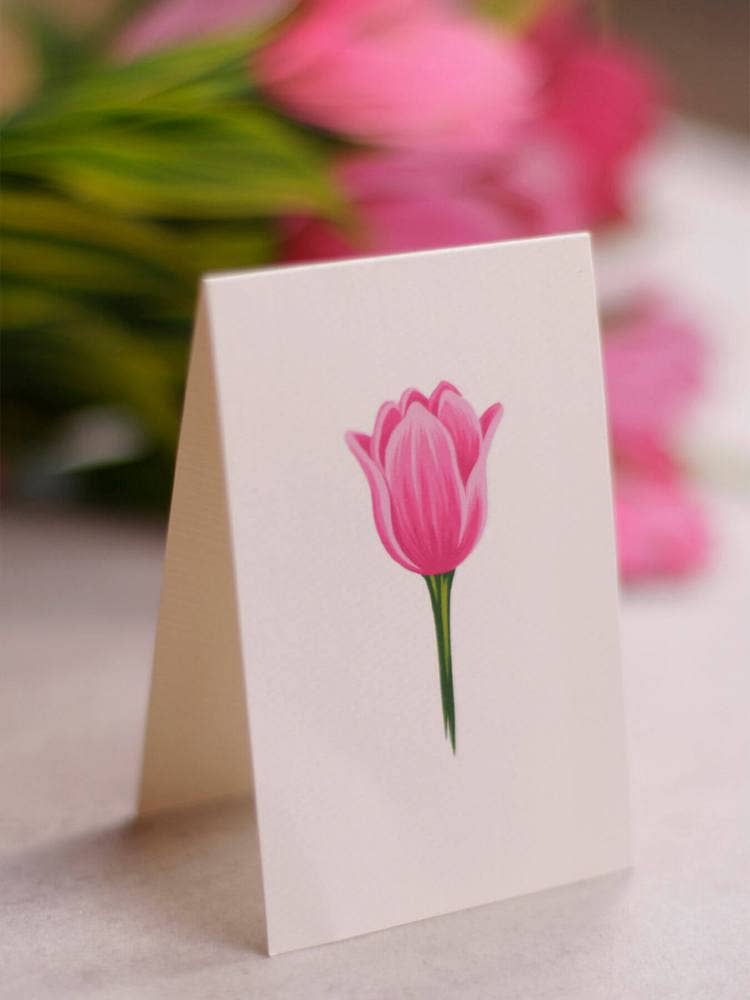 Pink Tulips Pop-Up Greeting Card